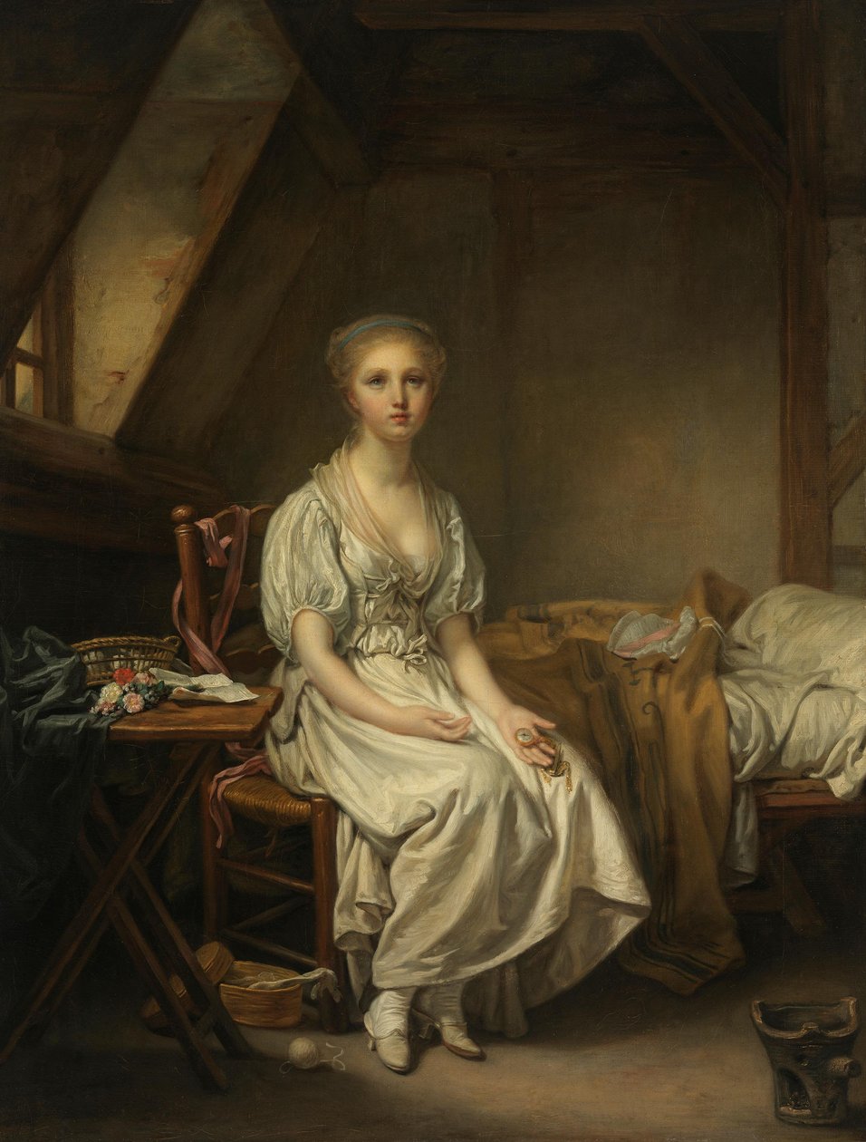 Skargi zegara (Chwiejna cnota) autorstwa Jean-Baptiste Greuze