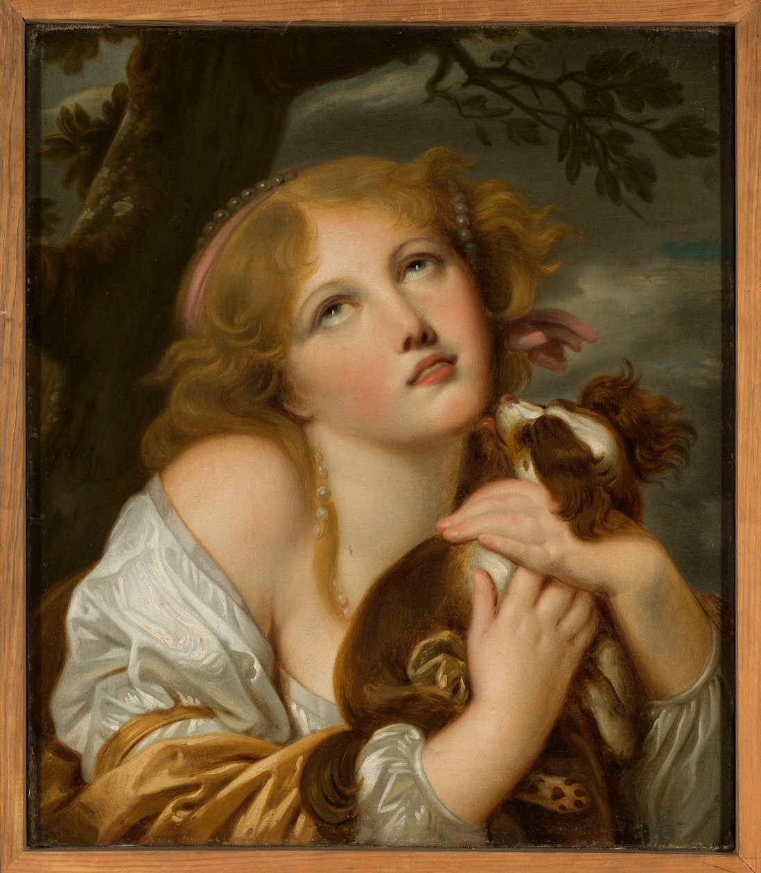 Dziewczyna z psem na rękach autorstwa Jean-Baptiste Greuze