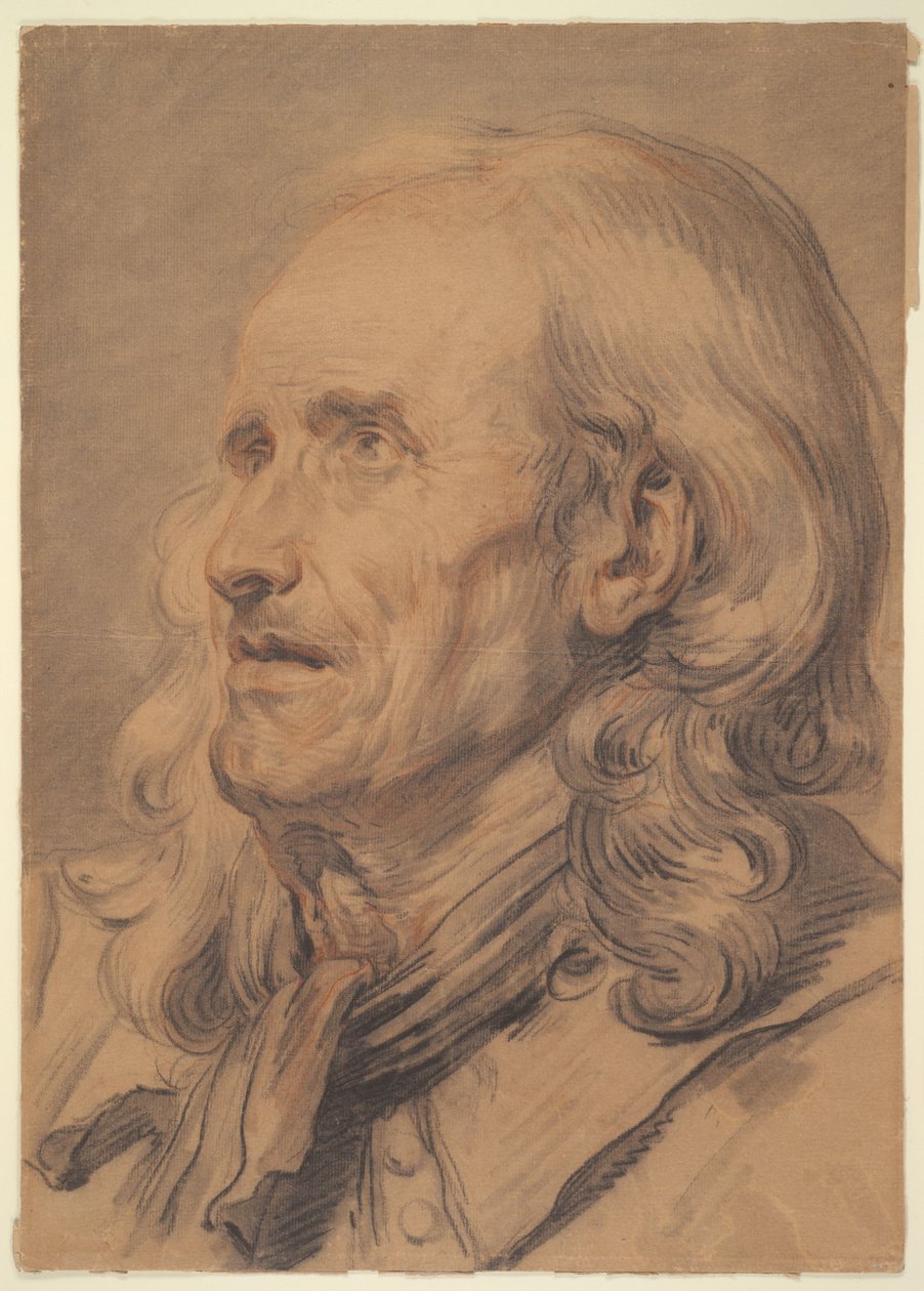 Głowa starego mężczyzny, studium do „Kontraktu małżeńskiego” autorstwa Jean-Baptiste Greuze