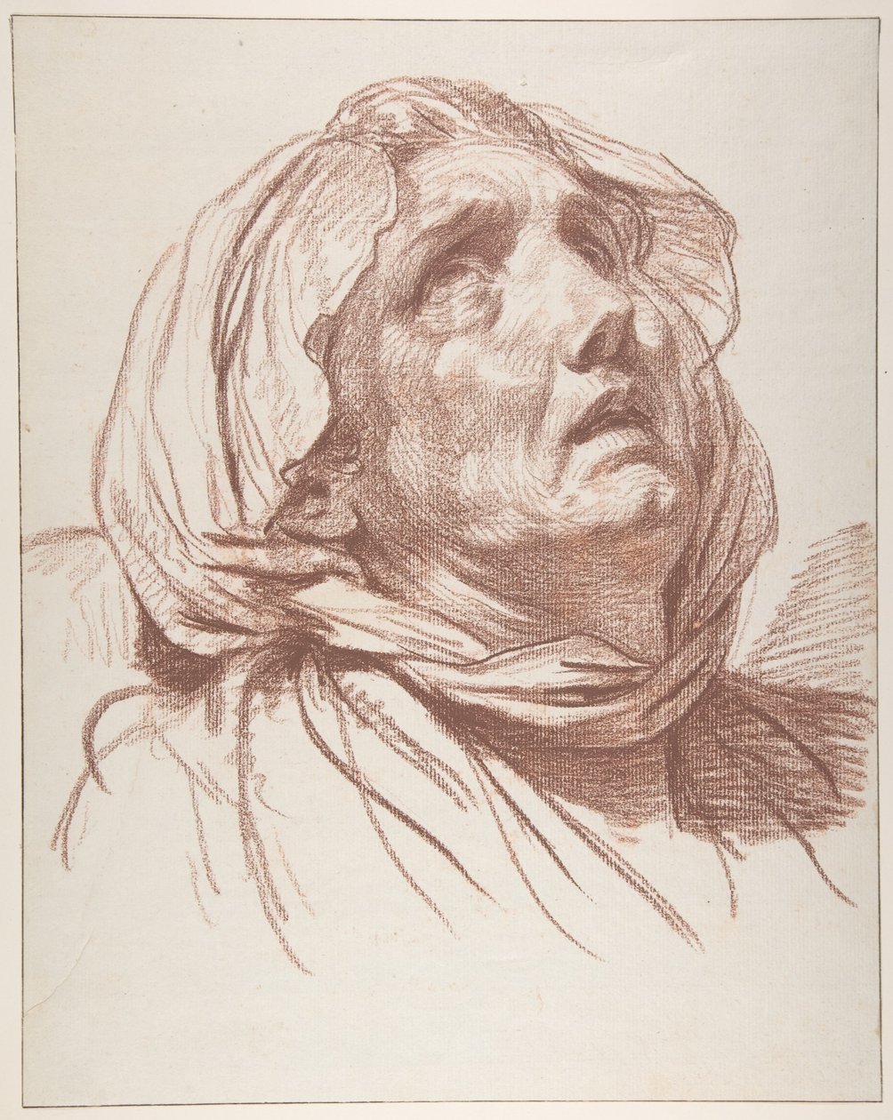 Głowa starej kobiety patrzącej w górę autorstwa Jean-Baptiste Greuze