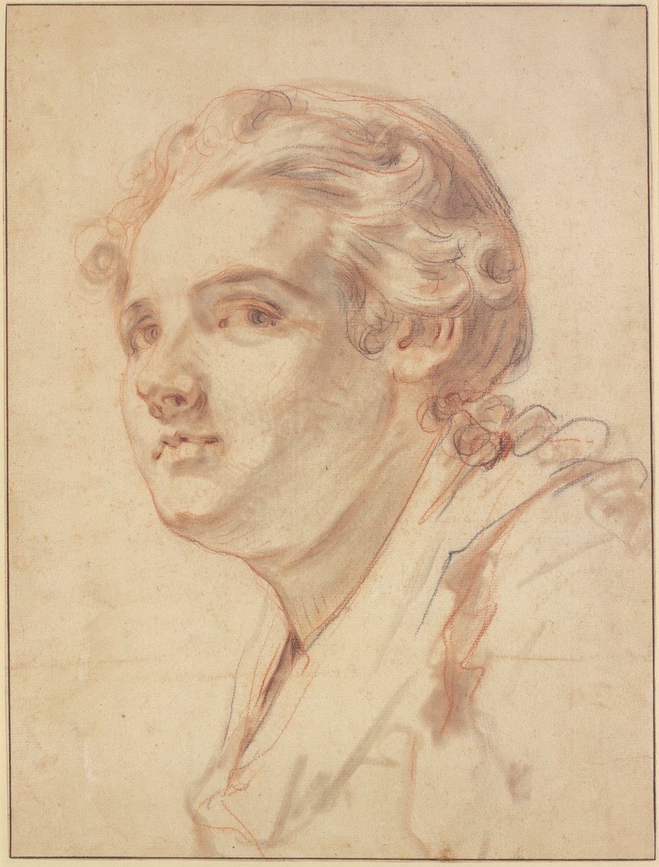 Młodzieniec w ujęciu trzy czwarte zwrócony w lewo autorstwa Jean-Baptiste Greuze