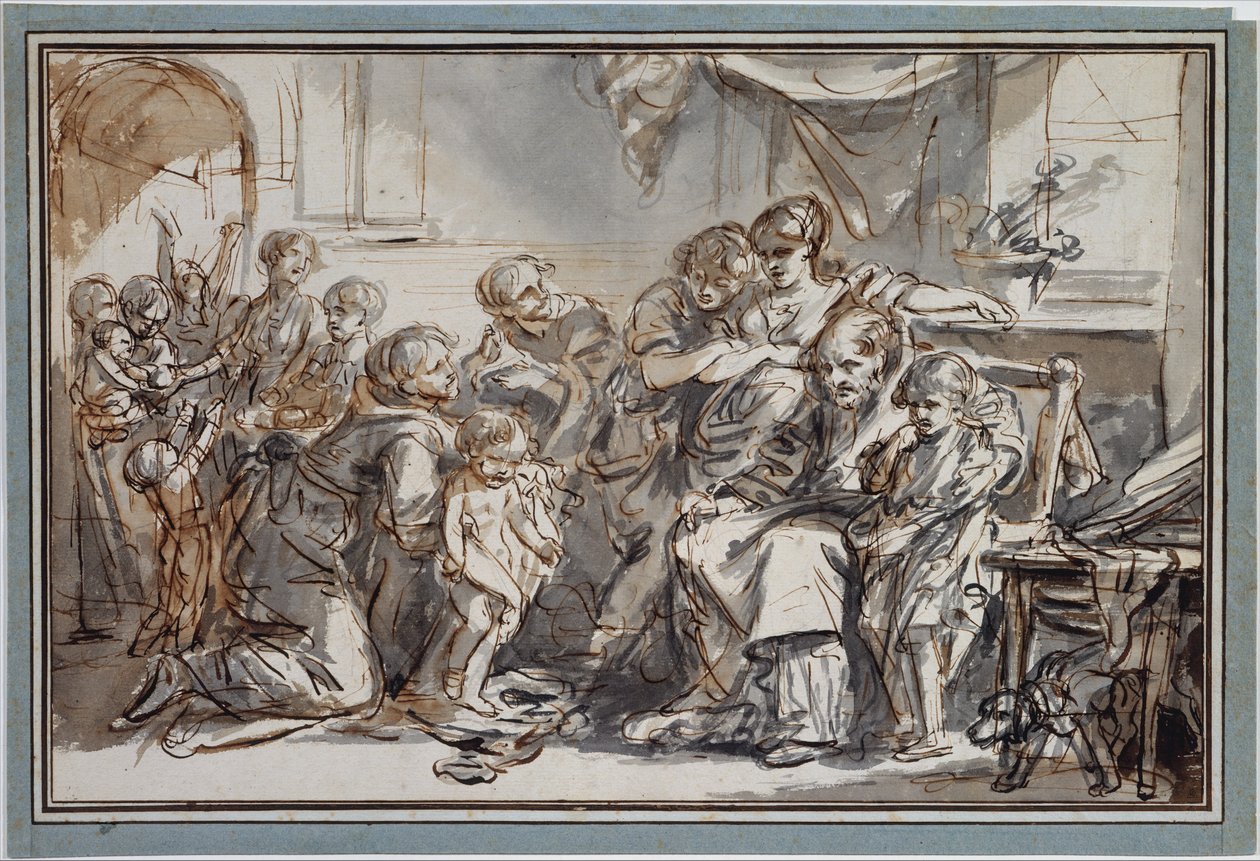 Przedstawienie nieślubnego dziecka autorstwa Jean-Baptiste Greuze