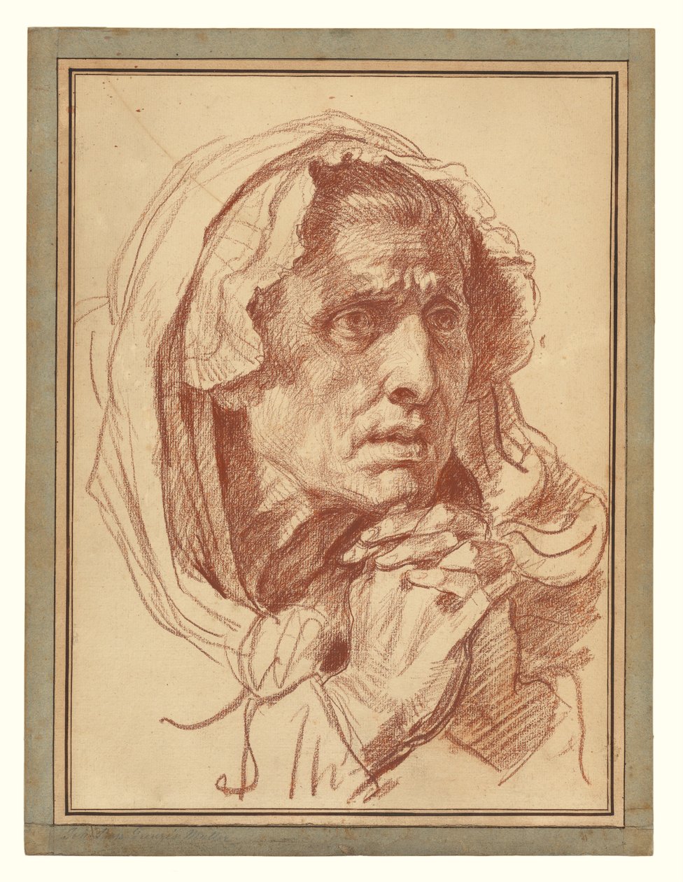 Studium głowy starej kobiety autorstwa Jean-Baptiste Greuze