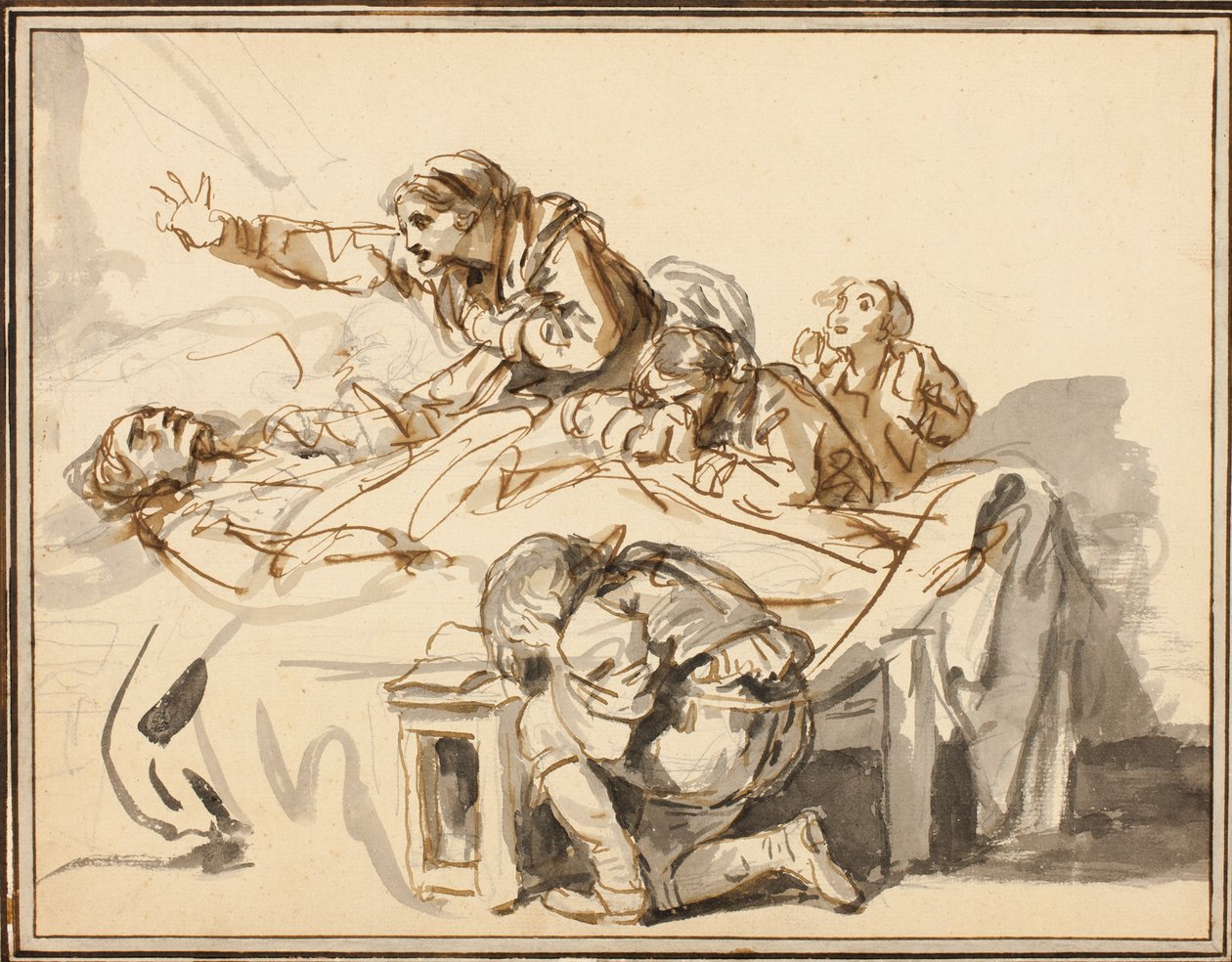Kobiety i dzieci opłakują zmarłego autorstwa Jean-Baptiste Greuze