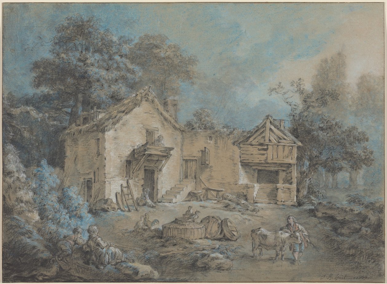 Scena z życia na farmie autorstwa Jean-Baptiste Huet