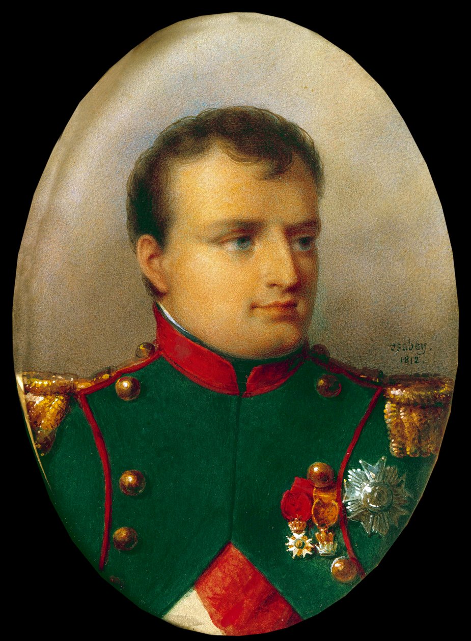 Medalionowy portret Napoleona I w mundurze chasseurów autorstwa Jean Baptiste Isabey