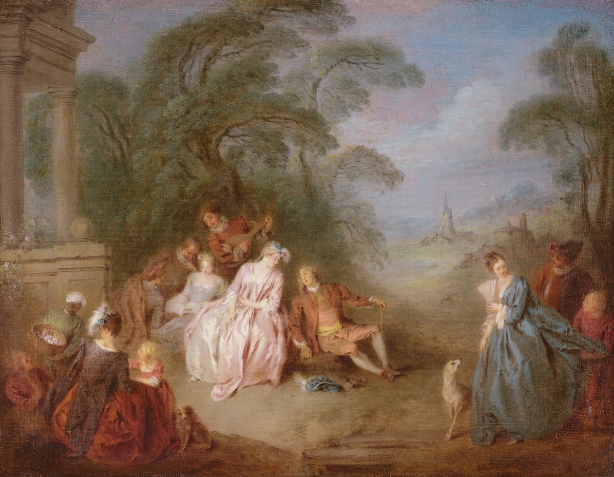 Spotkanie w parku (olej na płótnie) autorstwa Jean Baptiste Joseph Pater
