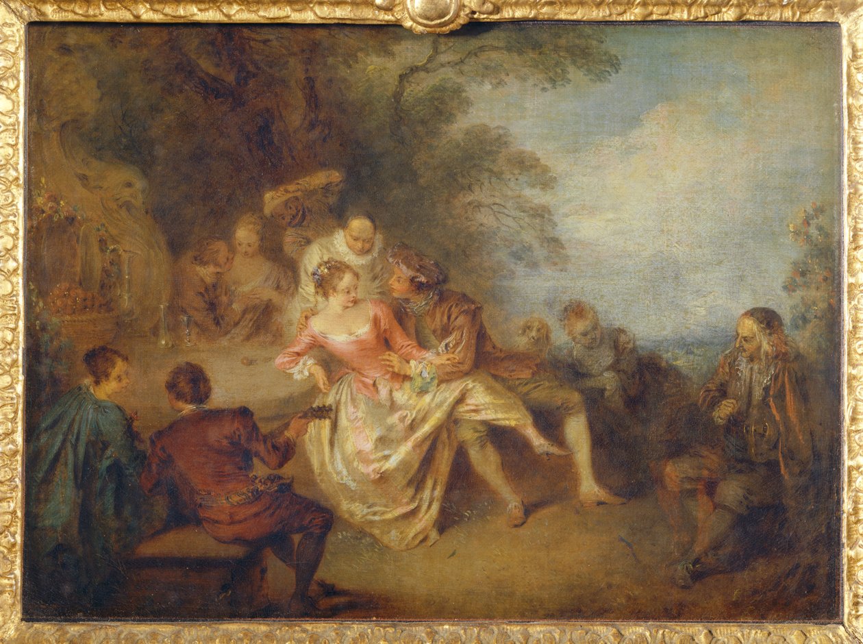 Spotkanie włoskich aktorów komediowych w parku ... autorstwa Jean-Baptiste Joseph Pater