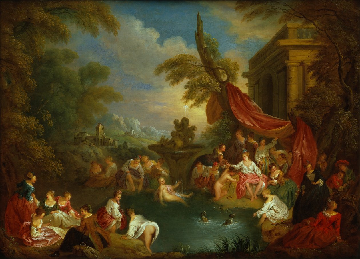 The Bathers (olej na miedzianej blasze grawerskiej) autorstwa Jean Baptiste Joseph Pater