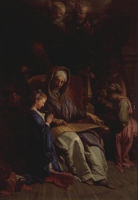 Św. Anna czytająca Zwój Dziewicy, ok. 1700 (olej na płótnie) autorstwa Jean Baptiste Jouvenet