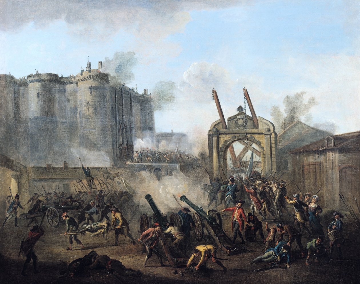 Szturm na Bastylię 14 lipca 1789 r. autorstwa Jean Baptiste Lallemand