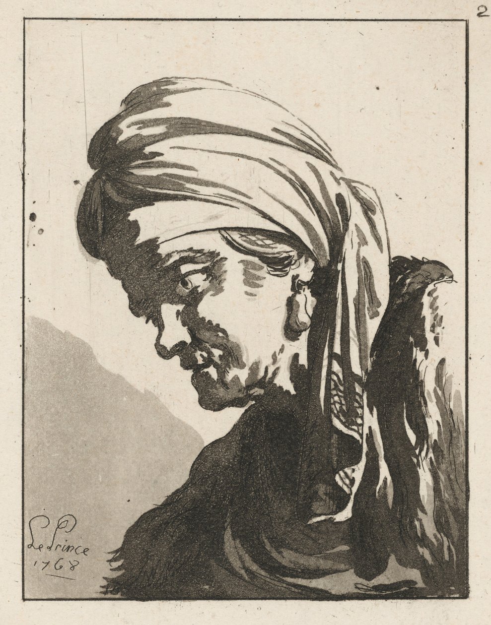 Głowa przygarbionej starej kobiety autorstwa Jean-Baptiste Le Prince