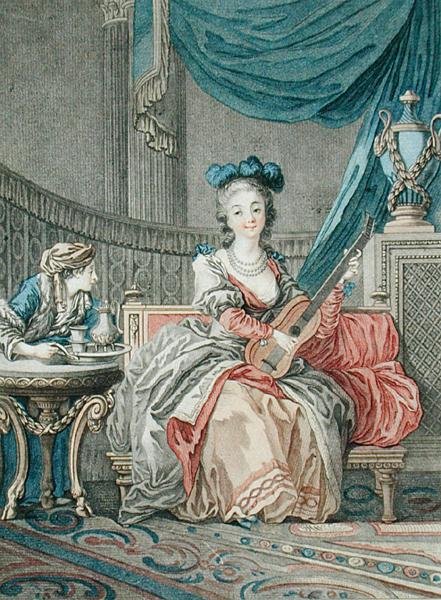 Przyjemności samotności, rytowane przez Louisa Marina (fl.1776-80), ok. 1770-80 (litografia kolorowa) autorstwa Jean Baptiste Le Prince