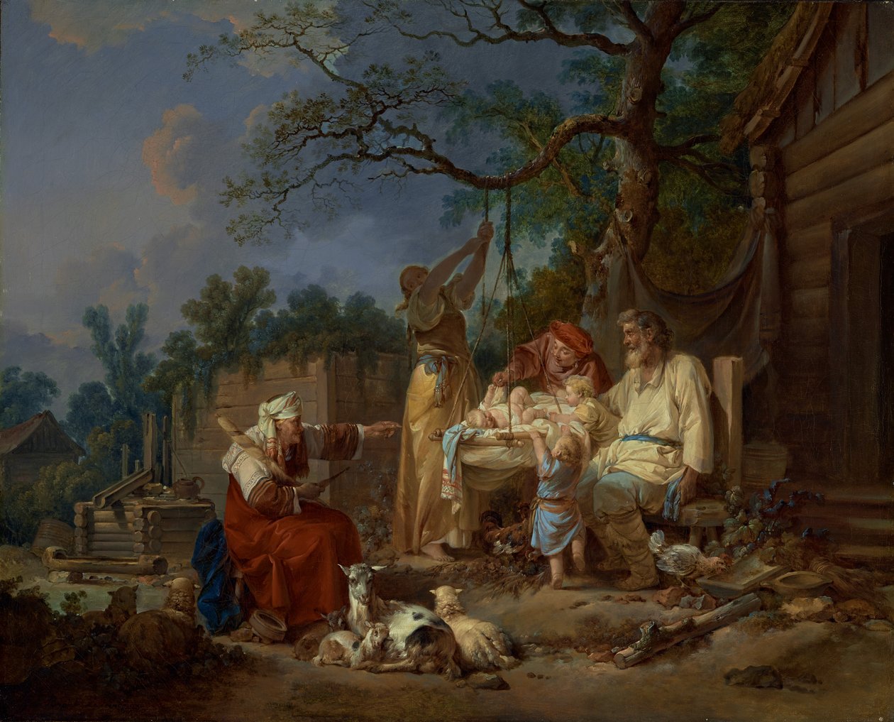 Rosyjska kołyska, ok. 1764-1765 (olej na płótnie) autorstwa Jean-Baptiste Le Prince