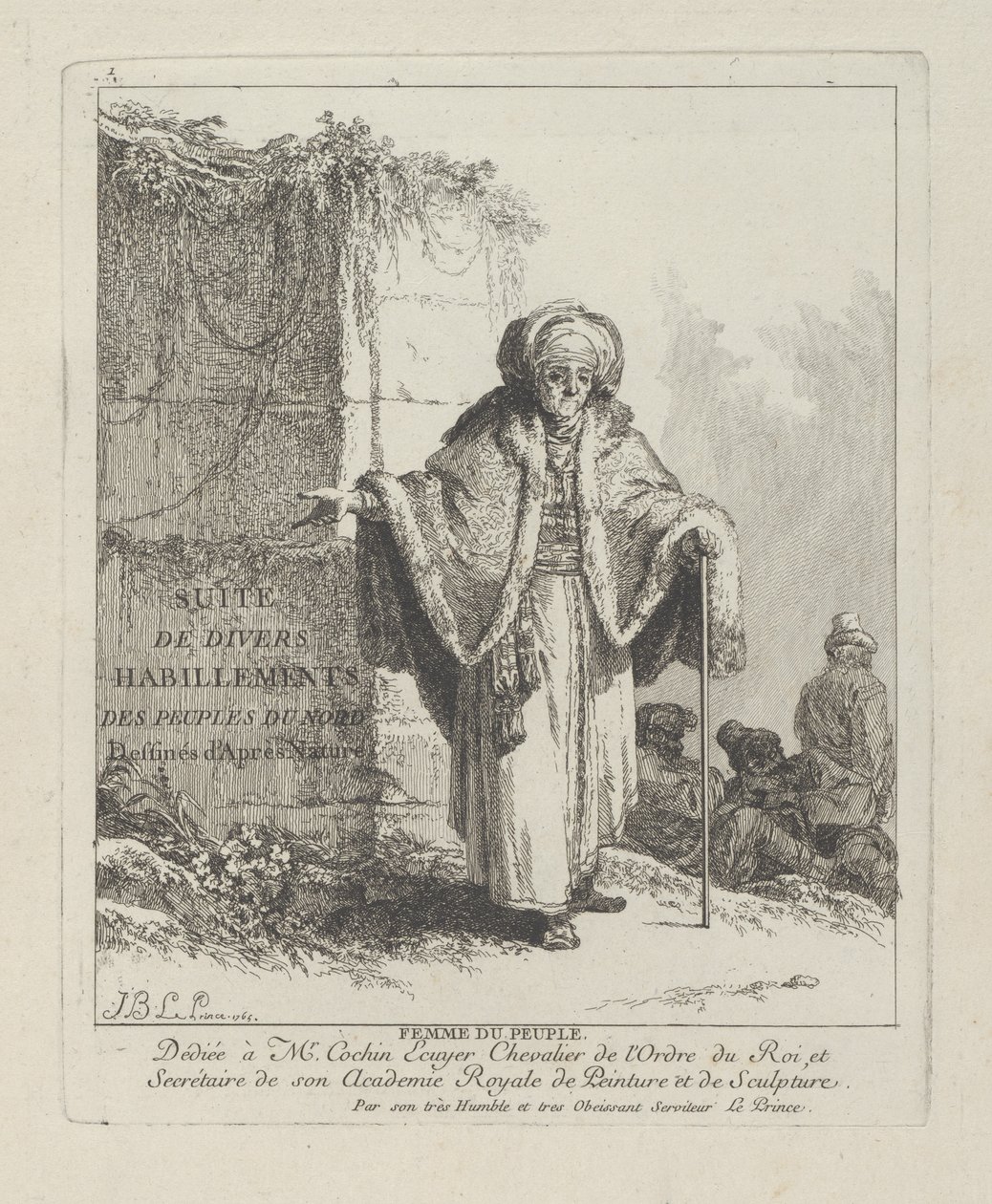 Kobieta z ludu, płyta pierwsza z „Różne ubrania ludów Północy” autorstwa Jean Baptiste Le Prince