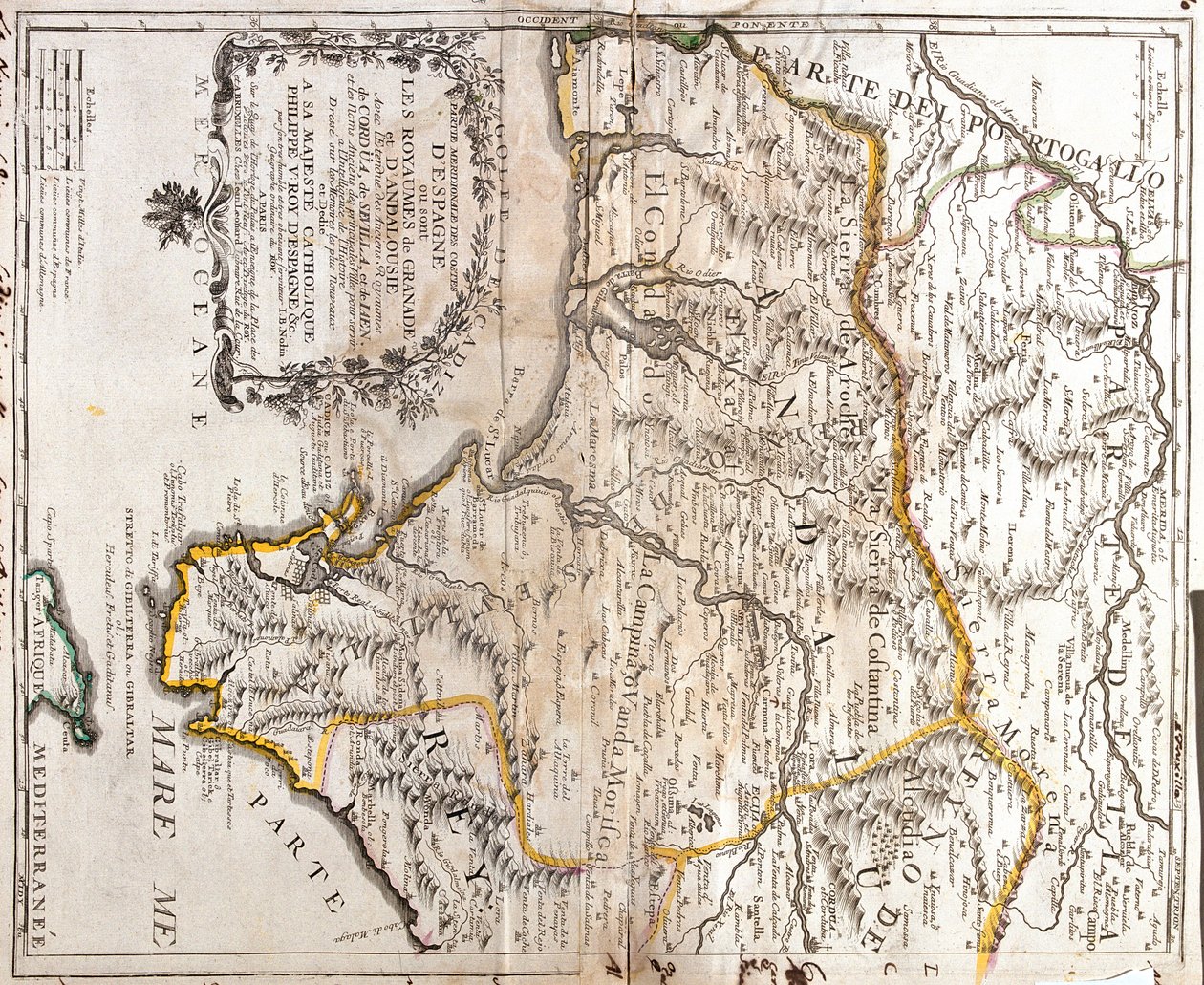 Andaluzja, Kastylia La Mancha, Hiszpania autorstwa Jean Baptiste Nolin