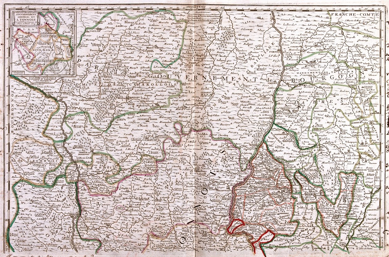 Burgundia, Rodan-Alpy, Francja autorstwa Jean Baptiste Nolin