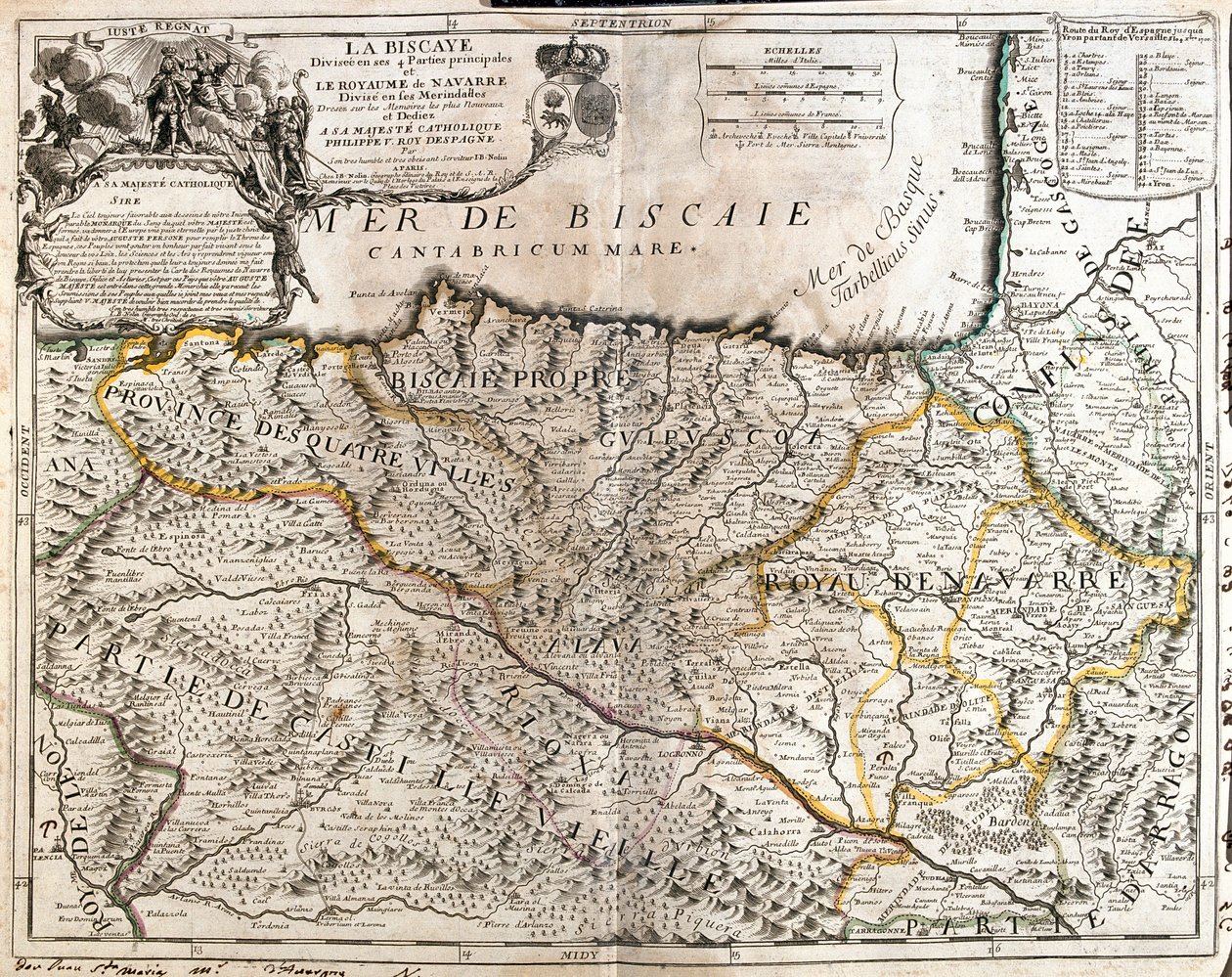 Kantabria, Kraj Basków, Nawarra, La Rioja, Kastylia i León, Hiszpania autorstwa Jean Baptiste Nolin