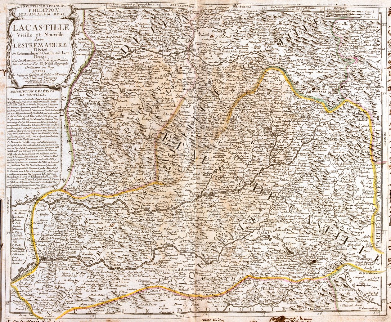 Kastylia i León, La Rioja, Nawarra, Aragonia, Kastylia-La Mancha, Estremadura, Madryt, Hiszpania autorstwa Jean Baptiste Nolin