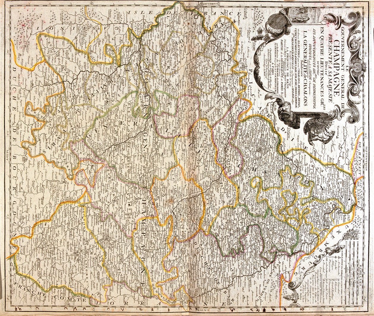 Szampania-Ardeny, Pikardia, Lotaryngia, Franche-Comté, Burgundia, Île-de-France, Francja autorstwa Jean Baptiste Nolin