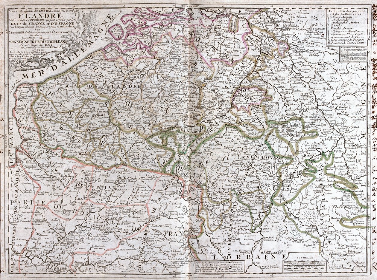 Francja (regiony: Nord-Pas-de-Calais, Pikardia, Szampania-Ardeny, Lotaryngia, Île-de-France), Belgia, Holandia (Prowincja: Zelandia, Brabancja Północna, Limburgia), Niemcy (Kraj związkowy: Nadrenia Północna-Westfalia, Nadrenia-Palatynat, Saara), Luksemburg autorstwa Jean Baptiste Nolin
