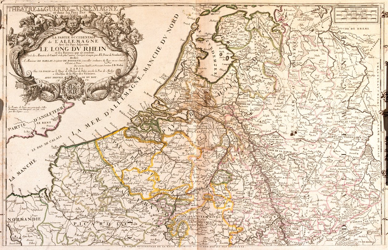 Francja (region: Górna Normandia, Nord-Pas-de-Calais, Szampania-Ardeny, Pikardia), Belgia, Holandia, Niemcy (kraj związkowy: Dolna Saksonia, Nadrenia Północna-Westfalia, Hesja, Nadrenia-Palatynat, Saara), Luksemburg autorstwa Jean-Baptiste Nolin