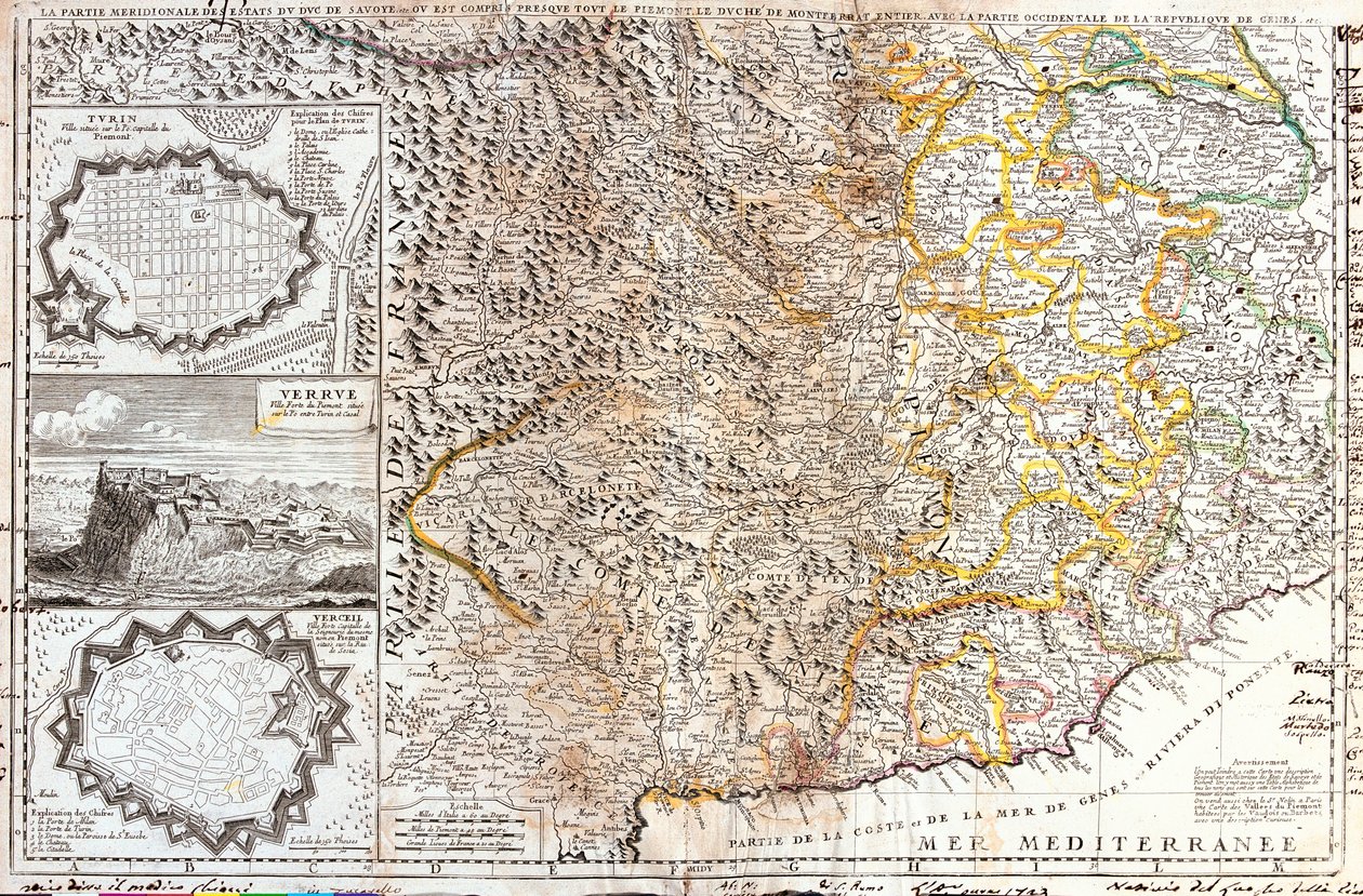 Francja (region: Prowansja-Alpy-Lazurowe Wybrzeże), Włochy (region: Piemont, Liguria) autorstwa Jean Baptiste Nolin
