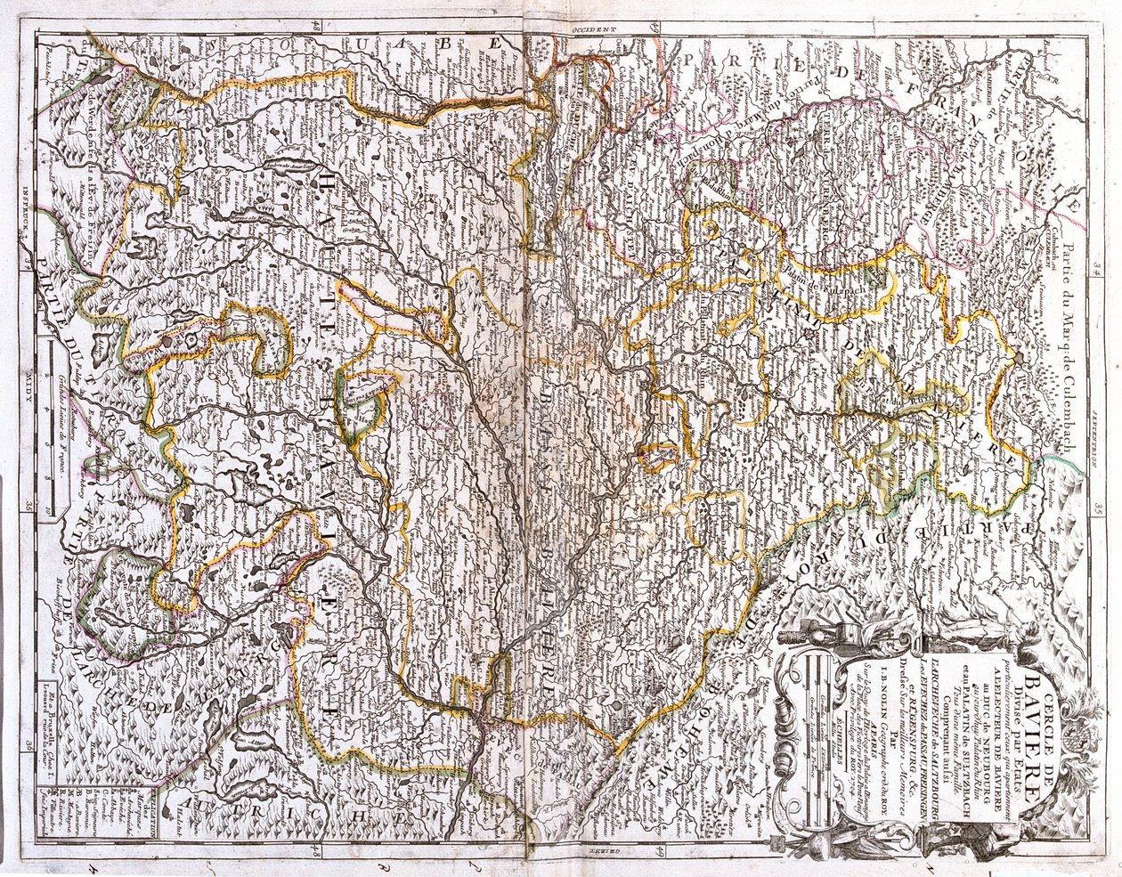 Niemcy (kraj związkowy: Bawaria), Republika Czeska (region: Karlowe Wary, Ústí nad Labem), Austria (kraj związkowy: Górna Austria, Salzburg, Tyrol) autorstwa Jean-Baptiste Nolin
