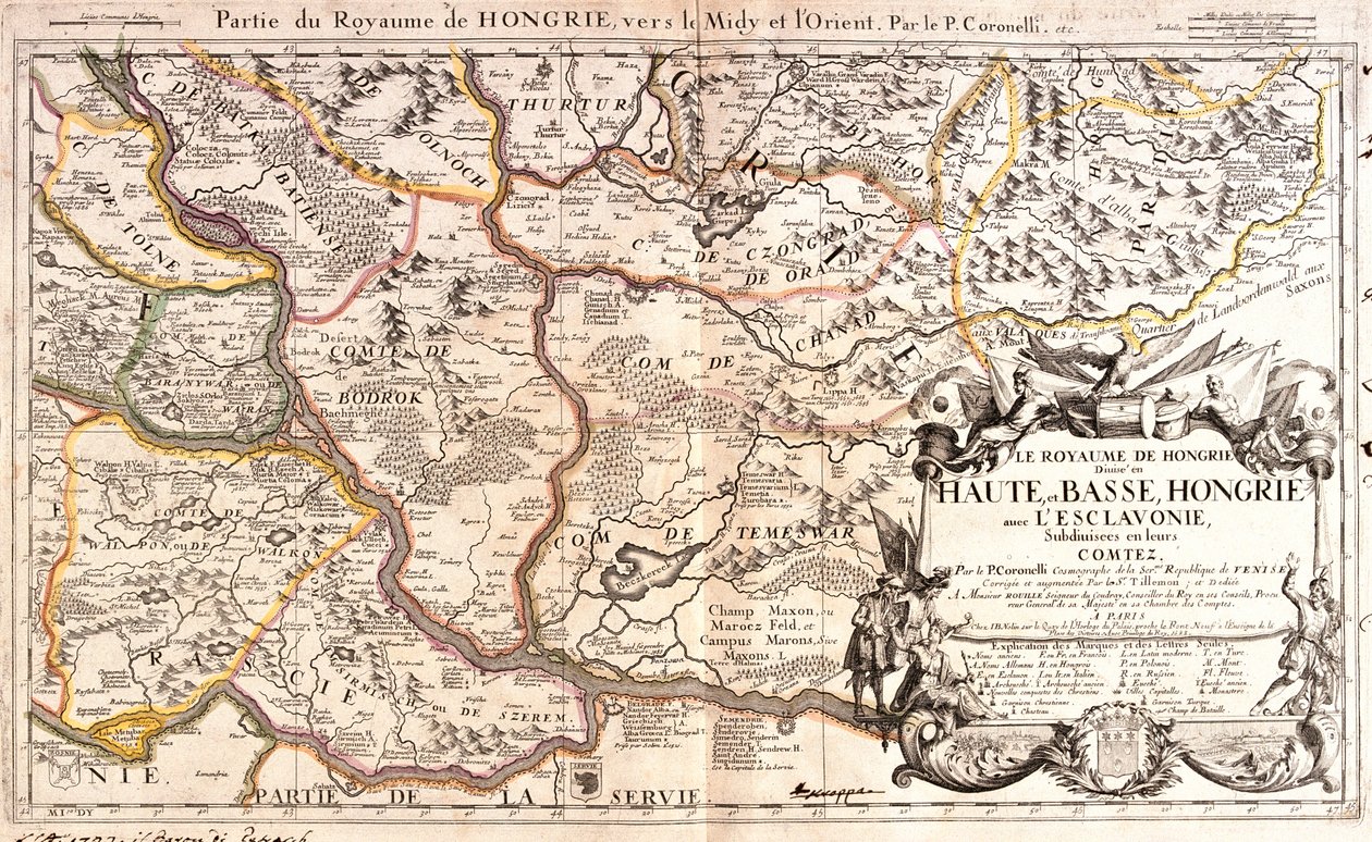 Węgry (okręgi: Somogy, Baranya, Tolna, Bács-Kiskun, Csongrád, Békés), Rumunia (okręgi: Arad, Alba, Hunedoara, Timi, Cara-Severin), północna Serbia, Chorwacja (okręgi: Vukovar-Syrmia, Osijek-Baranja, Brod-Posavina). autorstwa Jean-Baptiste Nolin