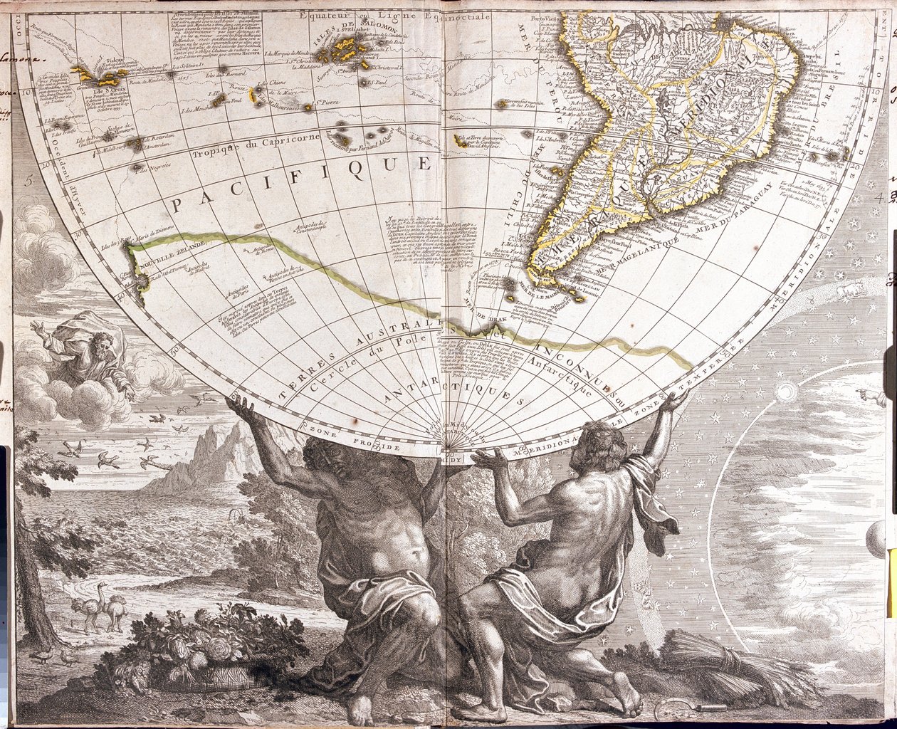 Mapa półkuli południowej autorstwa Jean-Baptiste Nolin