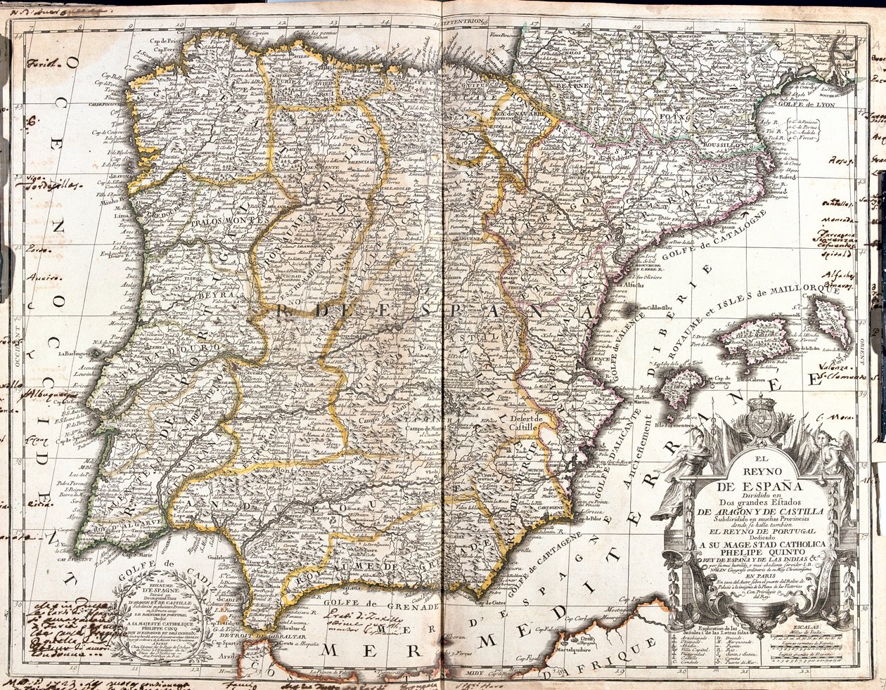 Hiszpania, Portugalia autorstwa Jean-Baptiste Nolin