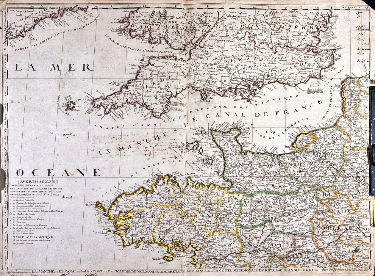 Kanał La Manche autorstwa Jean Baptiste Nolin