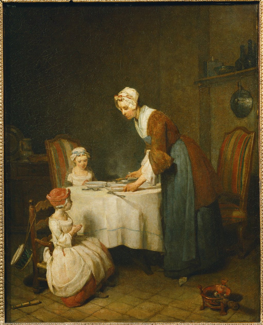 La Benedicite. Matka czeka, aż jej mała córka powie ... autorstwa Jean Baptiste Simeon Chardin