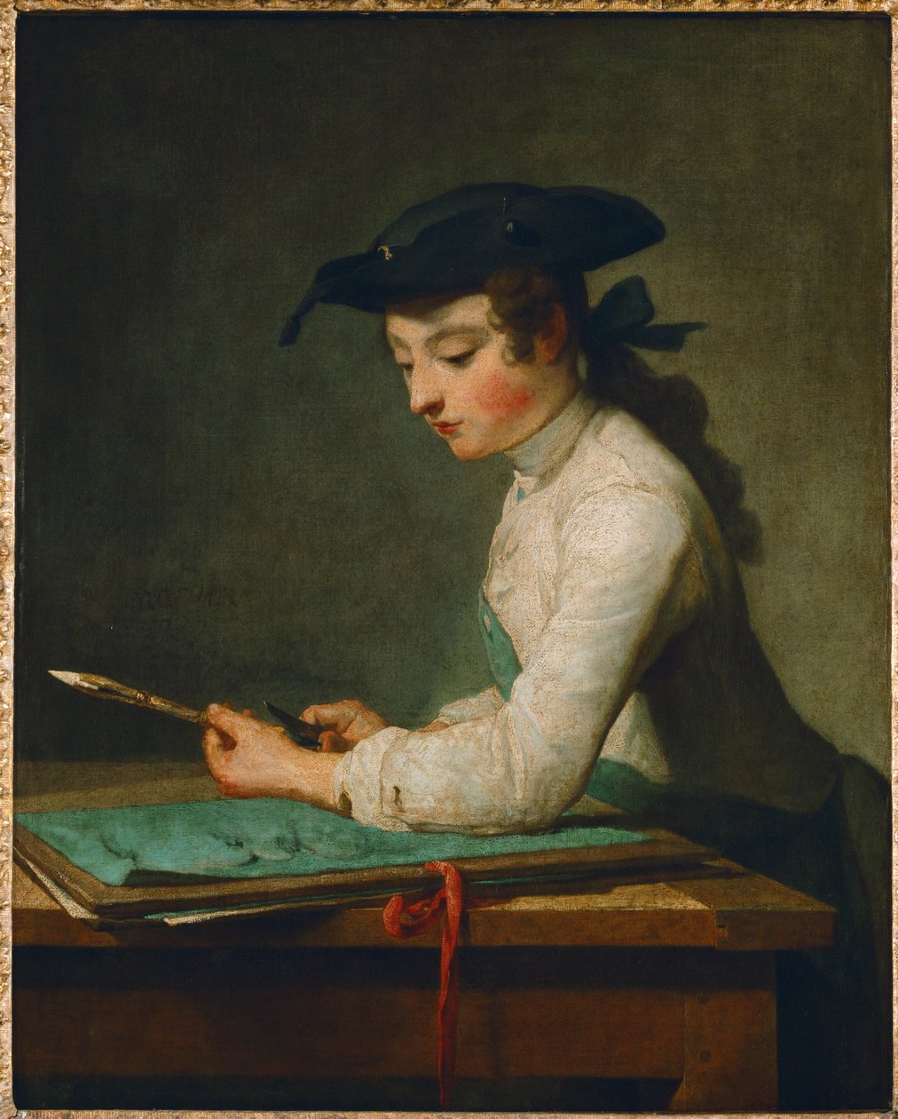 Le jeune dessinateur - młody rysownik ... autorstwa Jean-Baptiste Simeon Chardin