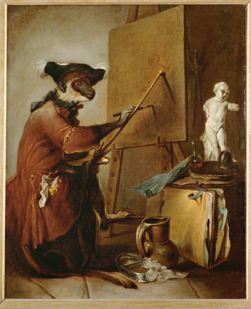 Le singe peintre - małpa jako malarz ... autorstwa Jean-Baptiste Simeon Chardin