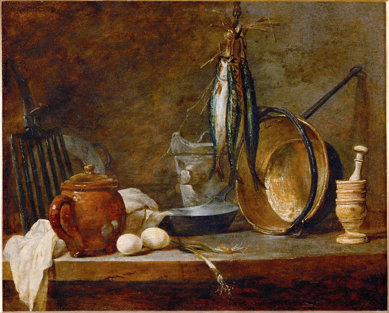 Menu Lean i przybory kuchenne ... autorstwa Jean-Baptiste Simeon Chardin