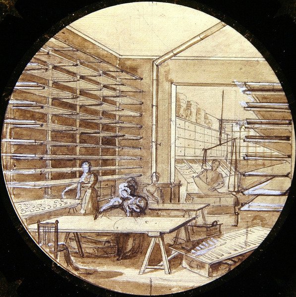 Projekt na sevres plate, z Service des Arts Industriels (pióro i atrament z podwyższeniem na papierze) autorstwa Jean Charles Develly