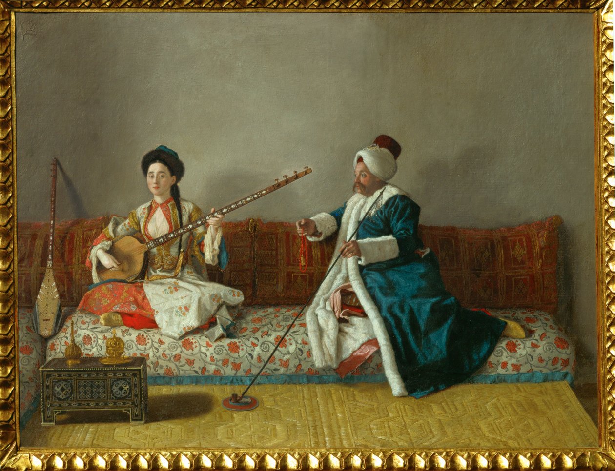 Pan Levett i pani Glavany w tureckich strojach ... autorstwa Jean Etienne (attr.to) Liotard