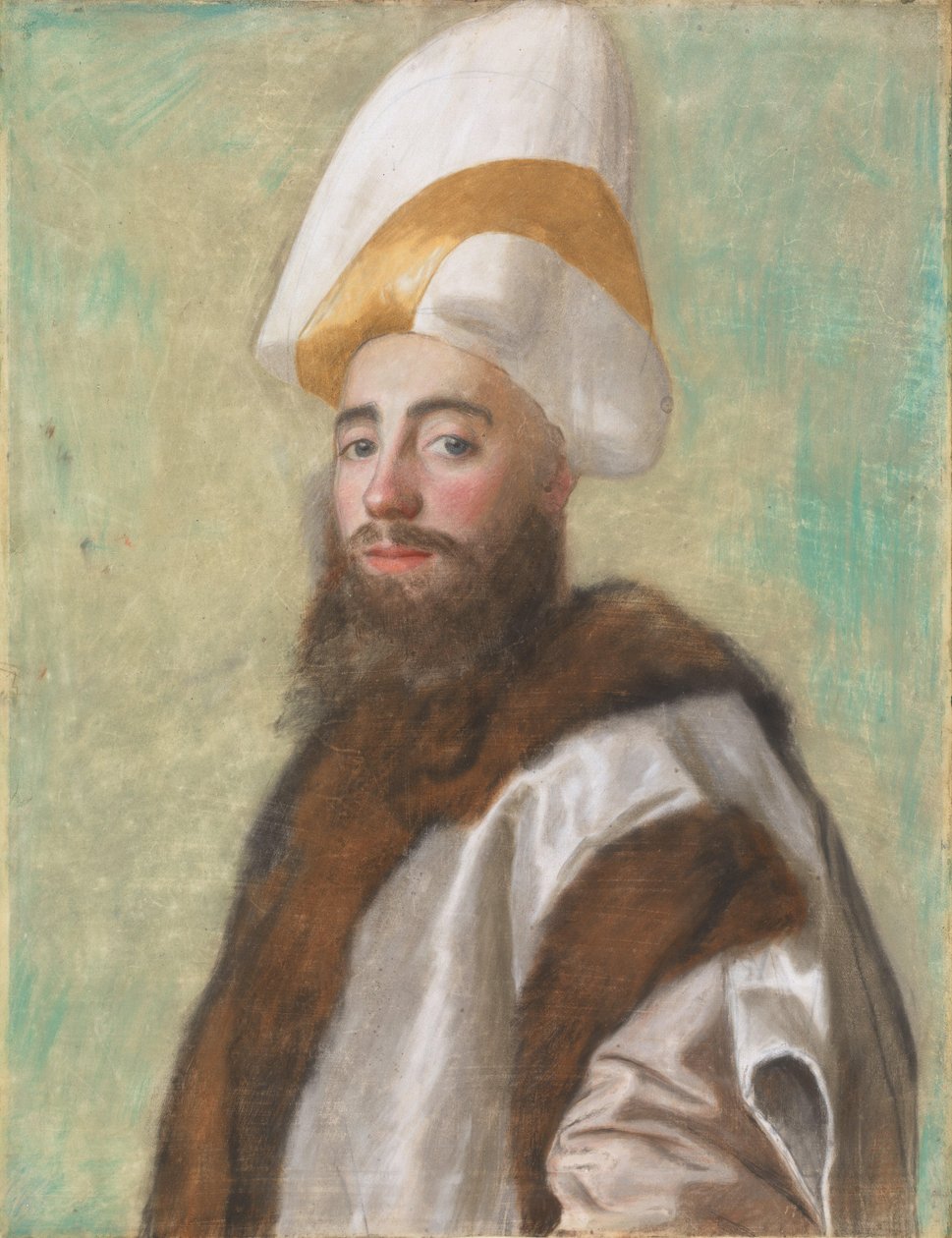 Portret wielkiego wezyra lub Europejczyka w jego przebraniu, ok. 1741 (pastel na pergaminie) autorstwa Jean Étienne Liotard