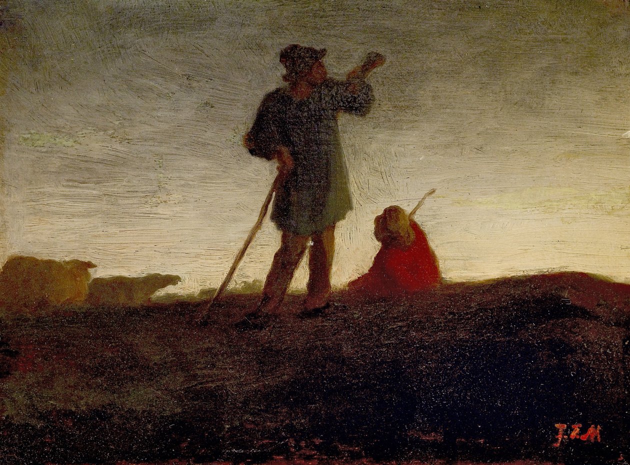 Wspominanie stada, 1866-72 autorstwa Jean Francois Millet