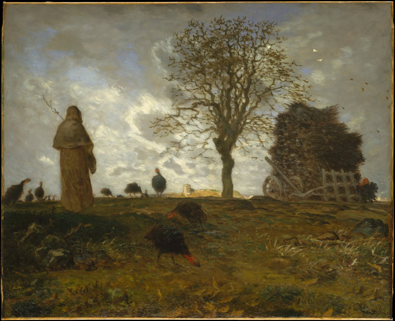 Jesienny krajobraz ze stadem indyków autorstwa Jean-Francois Millet