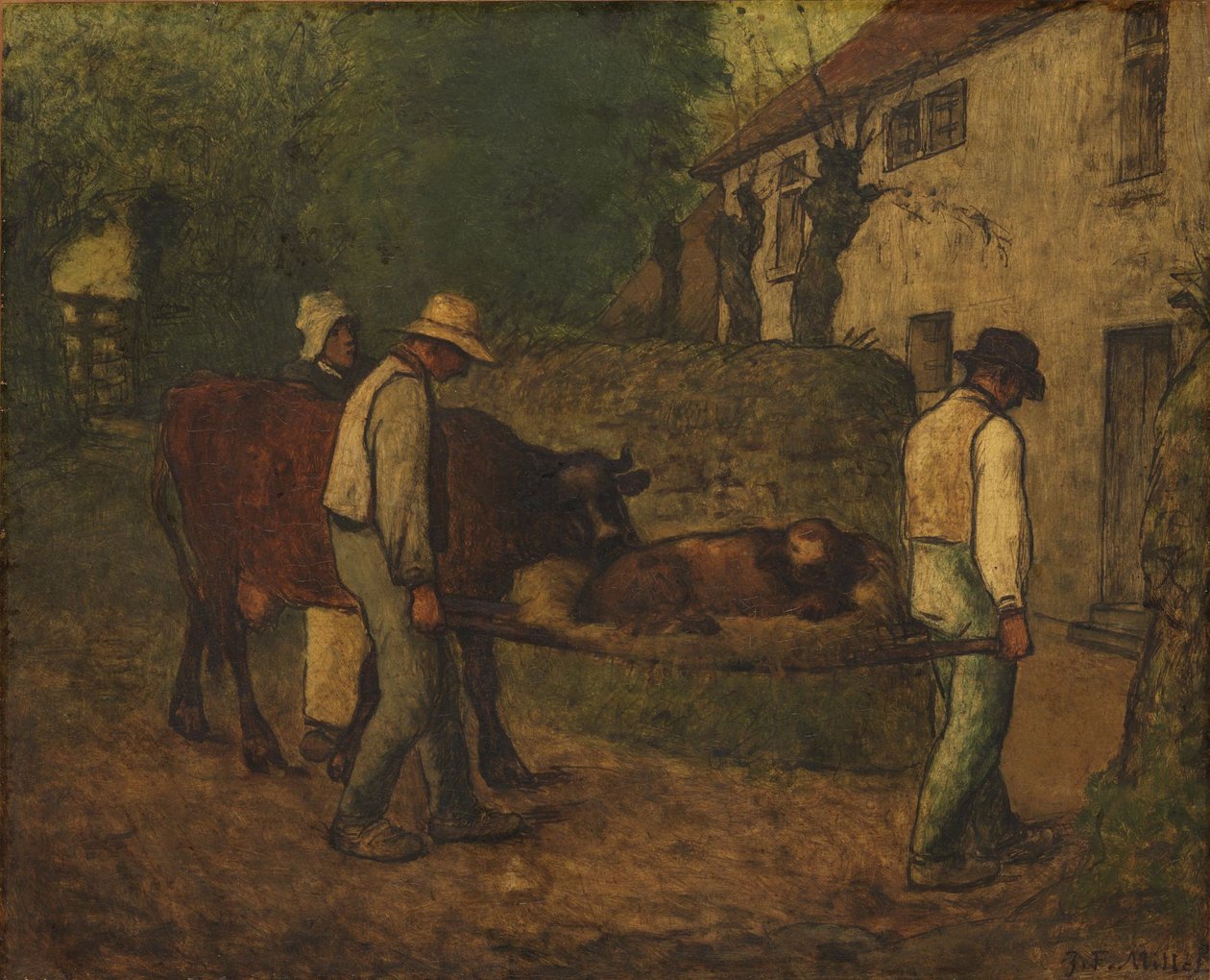Przyprowadzanie do domu cielęcia urodzonego na polach autorstwa Jean-Francois Millet