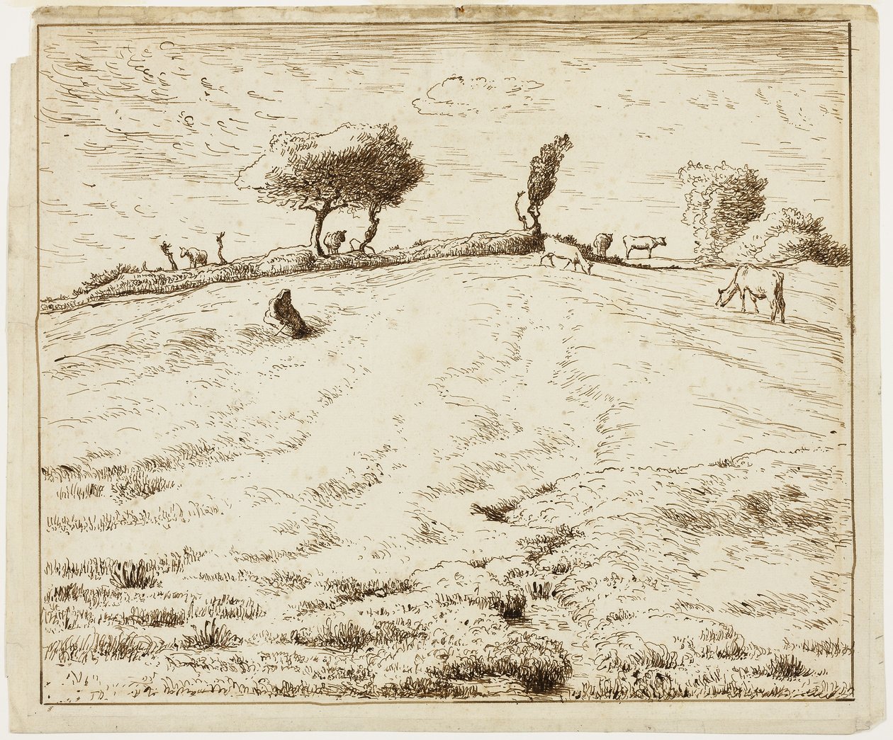 Krajobraz - zbocze wzgórza w Gruchy, Normandia autorstwa Jean Francois Millet