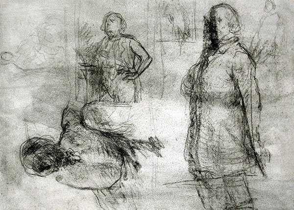 Les Lavandieres (czarna opowieść, ołówek, długopis i atrament na papierze) autorstwa Jean Francois Millet