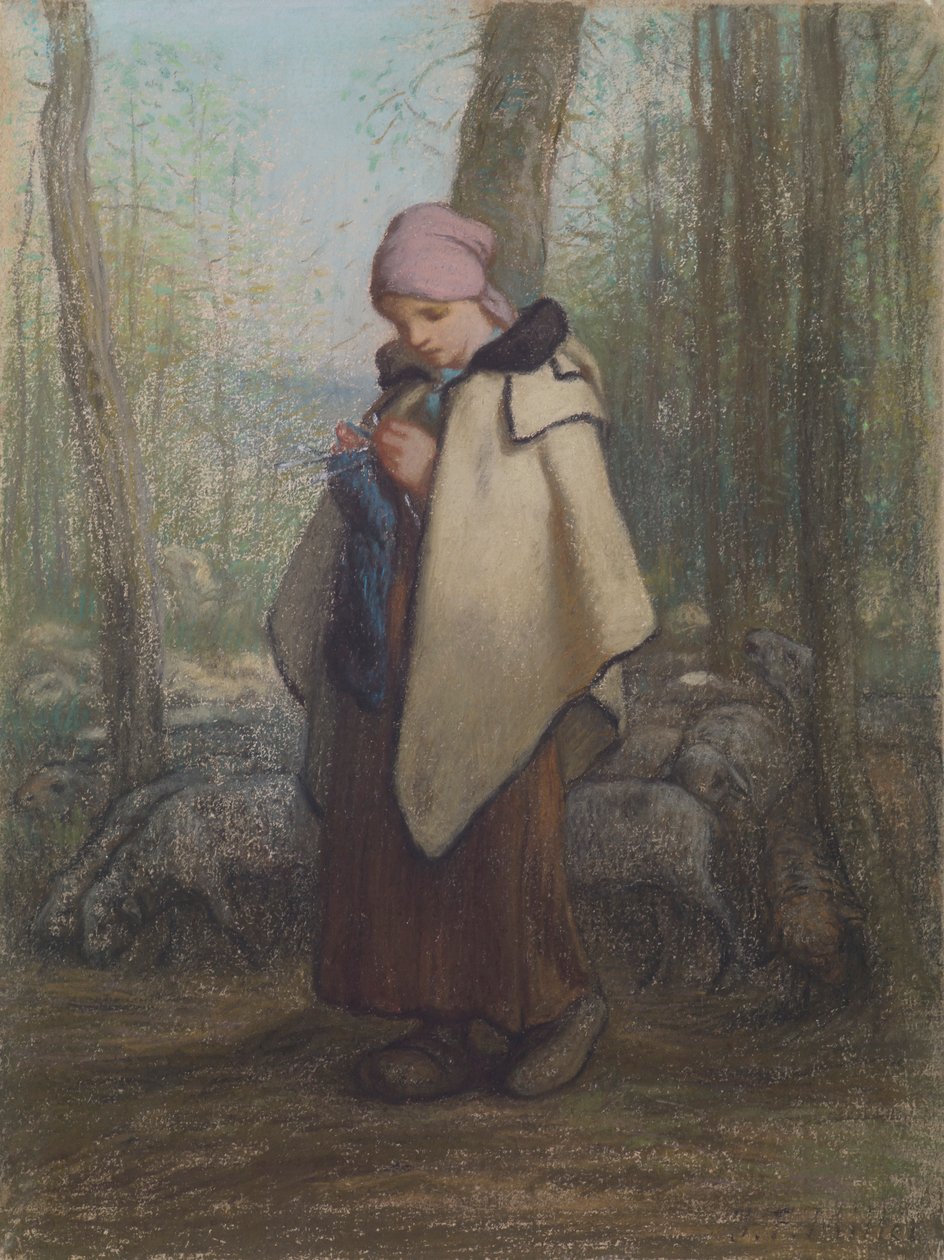 Dziewiarska pasterka autorstwa Jean-Francois Millet