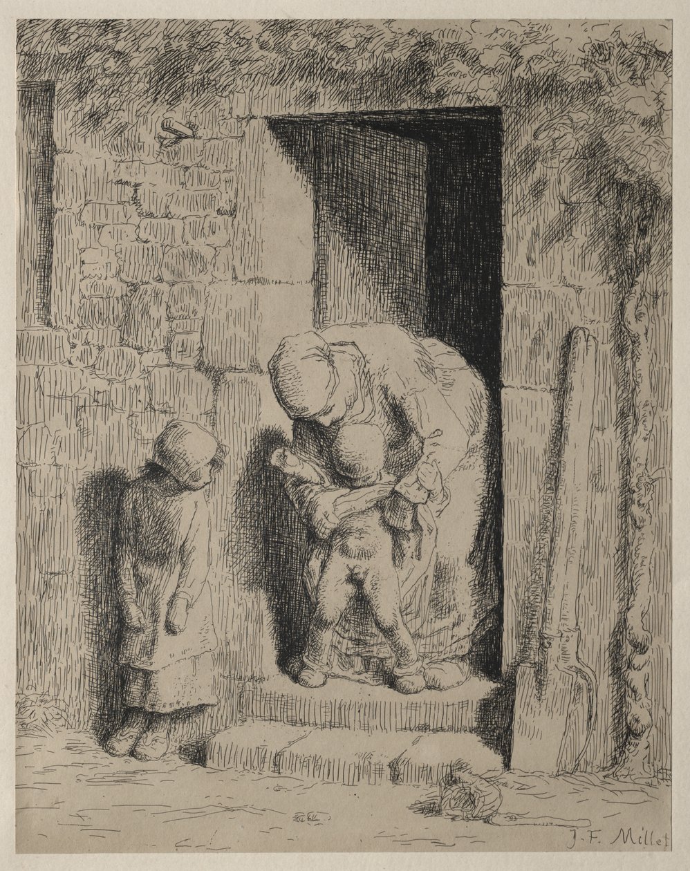 Ostrożność matczyna autorstwa Jean-Francois Millet