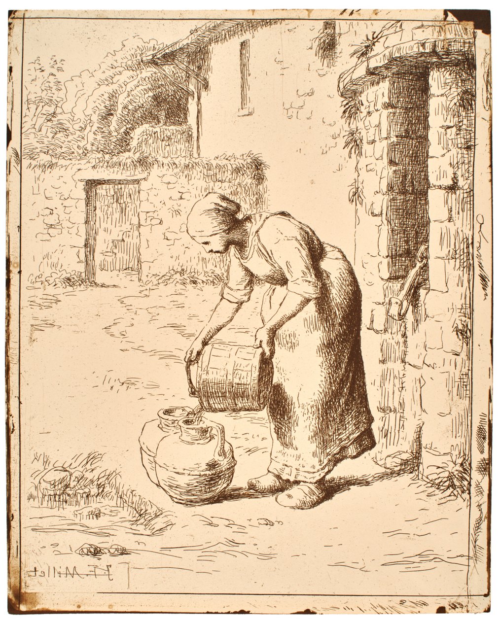 Frau leert einen Eimer autorstwa Jean-Francois Millet