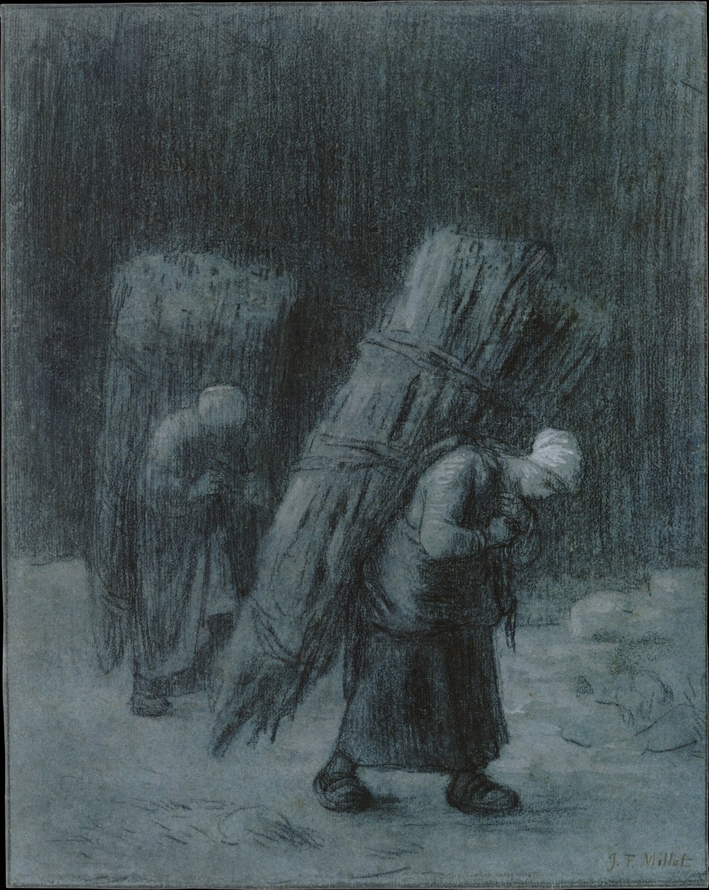 Kobiety niosące wiązki chrustu autorstwa Jean-Francois Millet