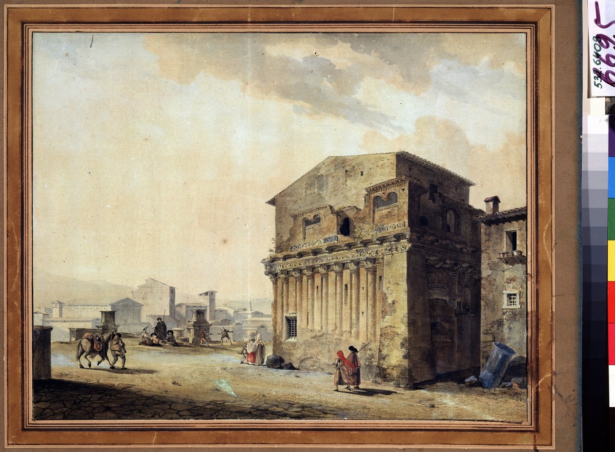 Rzym, dom Poncjusza Piłata (10 pne-39 ne) (Rzym, dom Poncjusza Piłata). Obraz Jeana Francois Thomasa de Thomona (1754-1813). Akwarela i tusz na papierze, 36,7 x 46,6 cm autorstwa Jean François Thomas de Thomon