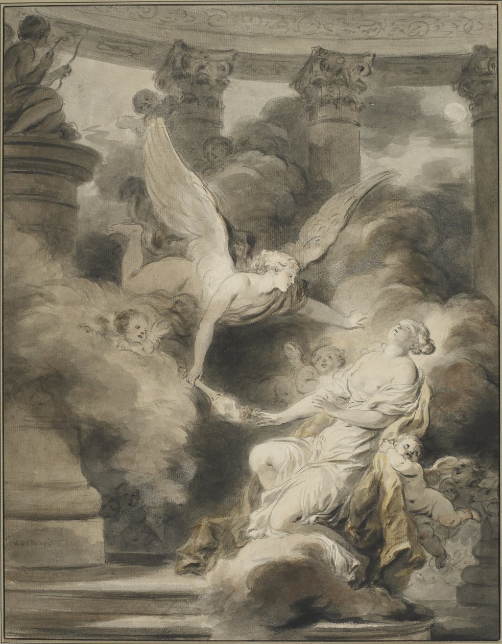 Ofiara róży, c. 1775-1780 autorstwa Jean Honore Fragonard